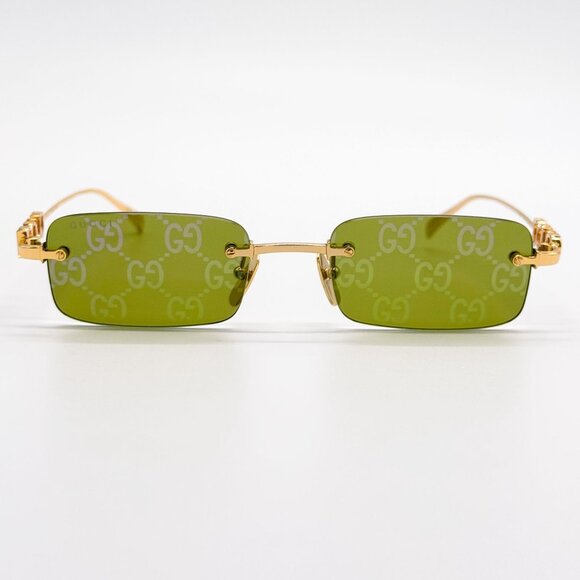 NEW GUCCI SUNGLASSES GOLD UNISEX RECTANGLE EYEWEAR GUCCI GG1808S 002 main image 9